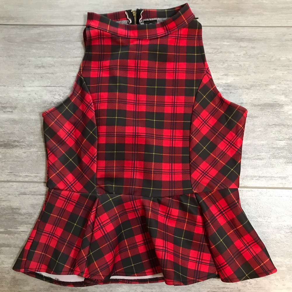 Ali & Kris, Plaid Peplum Top